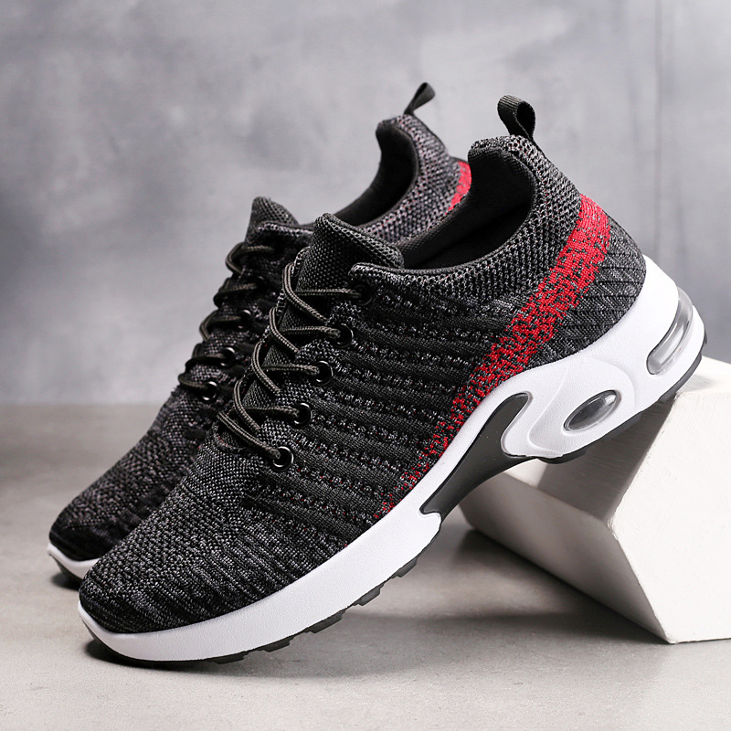 Knit Fabric Lace Up Sneakers - Zapatillas de deporte para hombre, zapatos
