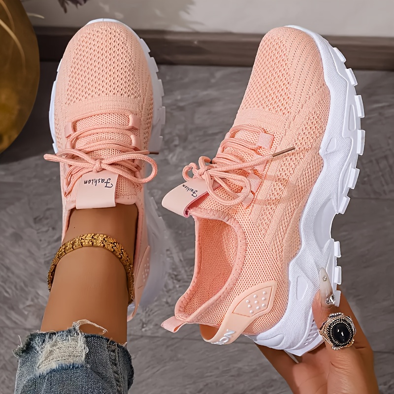 Zapatillas de deporte de punto - Knit Fabric Lace Up Sneakers reseña y precio