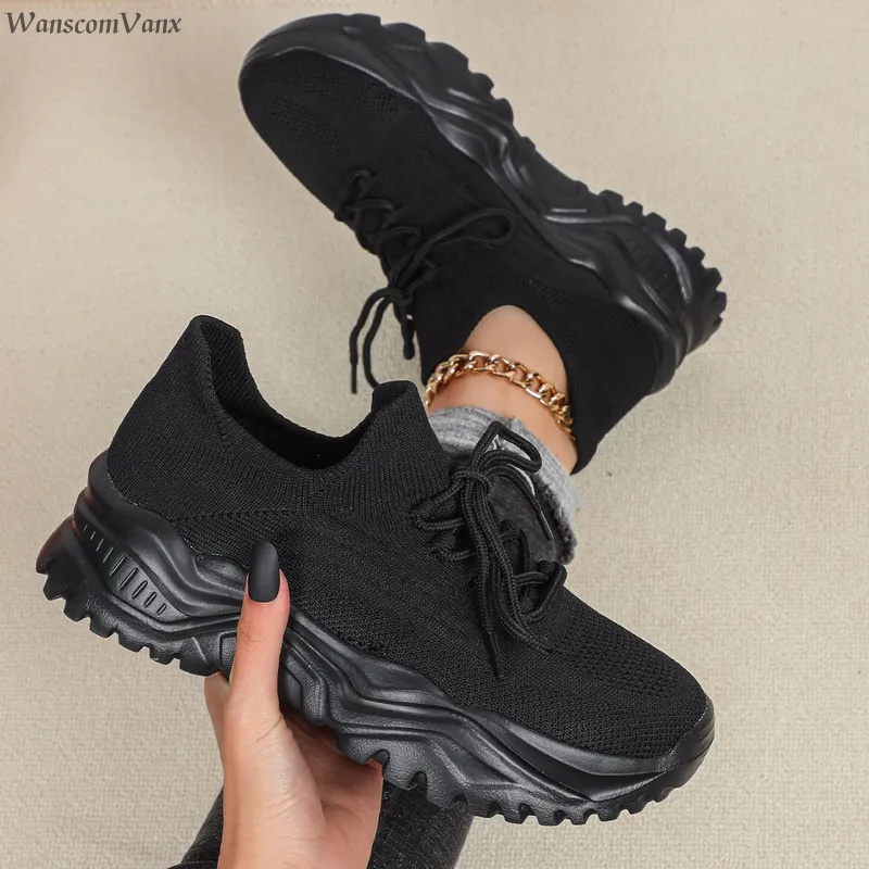Zapatillas Deportivas de Plata - Knit Fabric Lace Up Sneakers reseña y precio